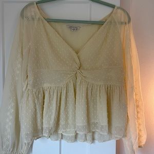 American Eagle long sleeve white blouse